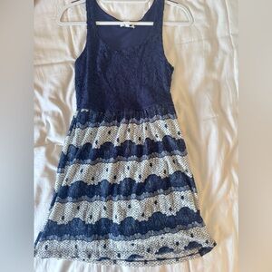 Blue and White Lace Mini Sundress